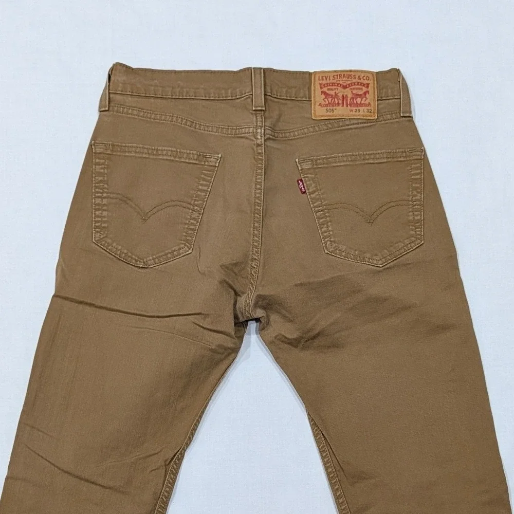 Levi's 505 Regular Fit Tan Khaki Straight Leg Pants W29 L32 Mens
